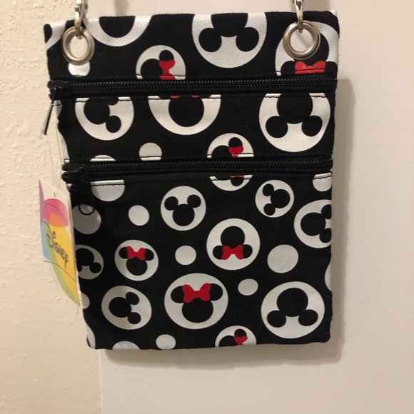 Disney Handbags - Disney Black and White Mickey and Minnie Patterned crossbody Bag